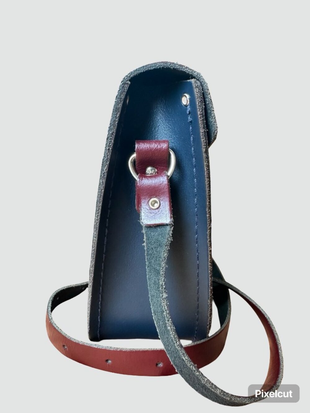 The Cambridge Satchel Company Crossbody Bag, Two Tone Blue and Burgundy Leather - Picture 8 of 13